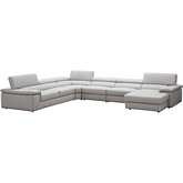 Kobe Sectional Sofa w/ Right Facing Chaise in Silver Grey Leather